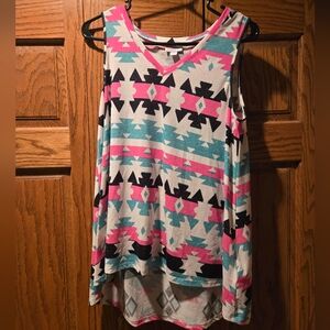 Lularoe Tribal Print Sleeveless Top Sz S
